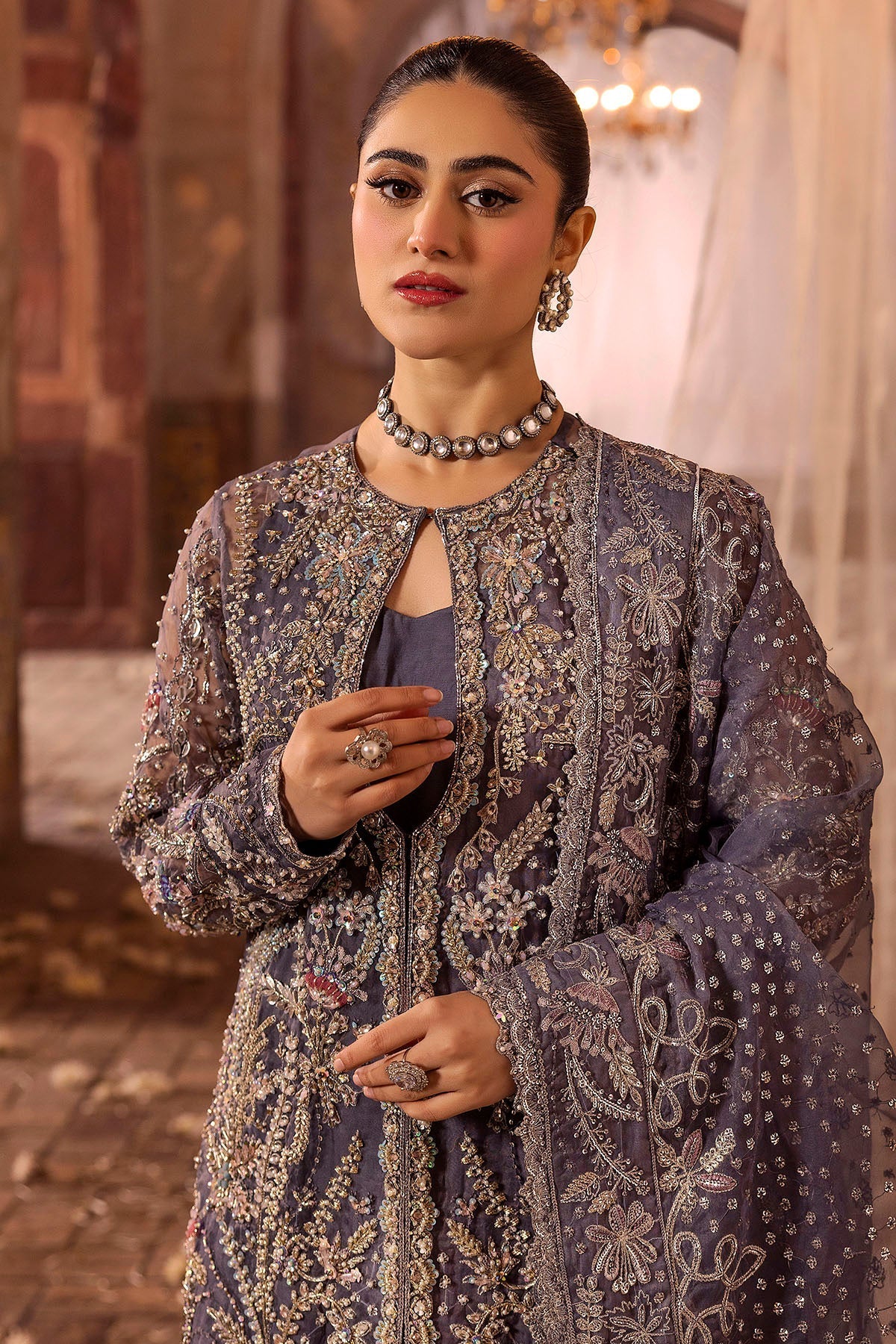 Motifz | Bridal Couture | 0018-ZURIAH EMBROIDERED ORGANZA STITCHED