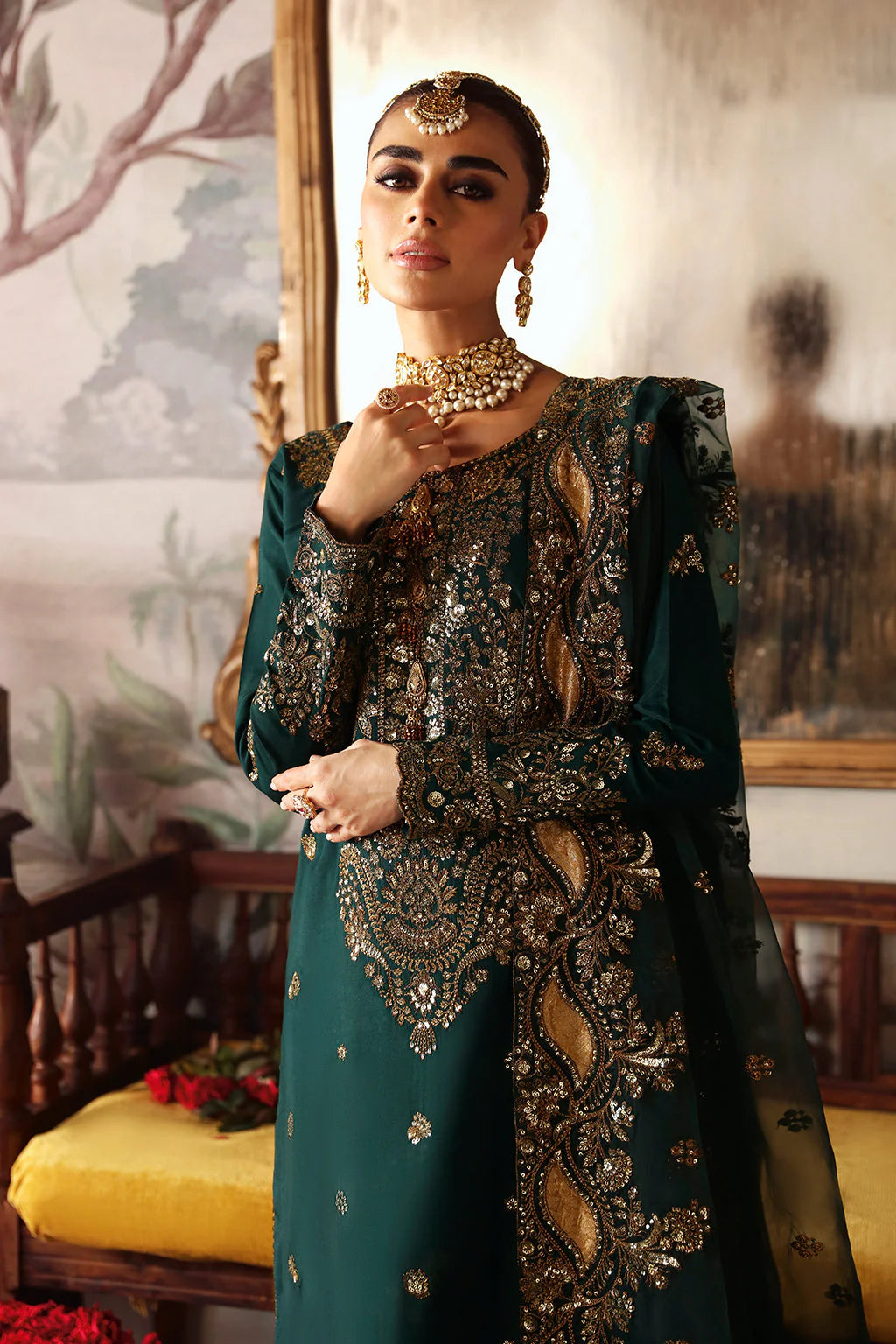 Shagna Premium Embroidered Raw Silk 3Pc Suit S-03 Zaib