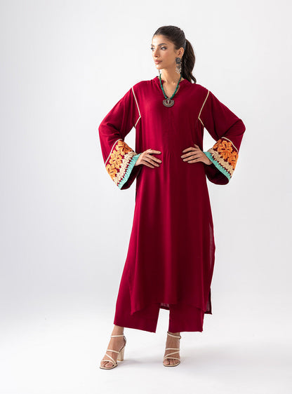 Zainab Chottani | Aara Casual Pret |  Divine Maroon