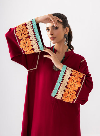 Zainab Chottani | Aara Casual Pret |  Divine Maroon