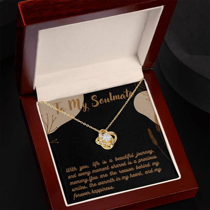 Love Knot Necklace for Valentines , Birthdays and Weddings with Beautiful Custom Message - Riwayat-e-khas