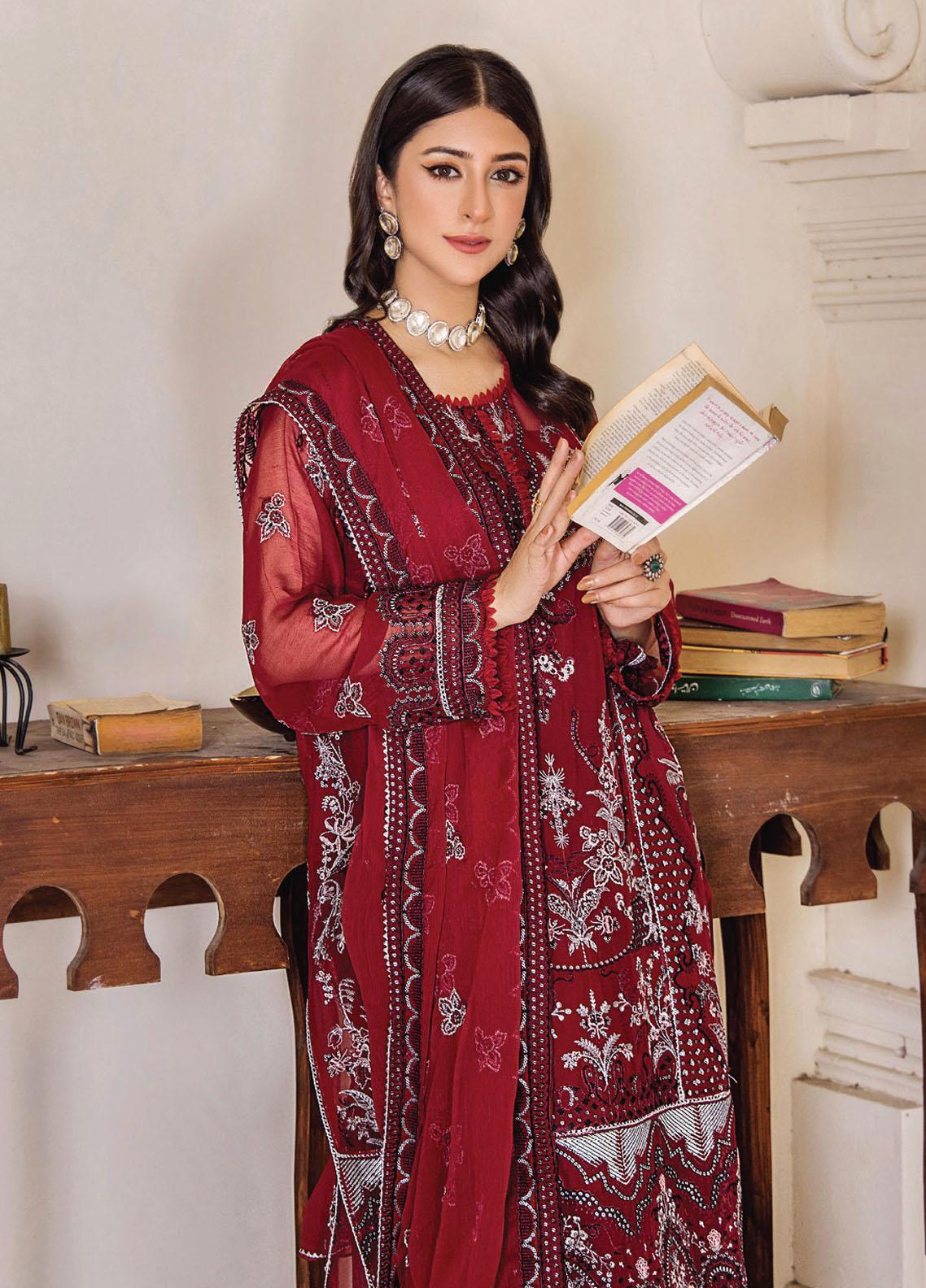 Pareesha by Humdum Embroidered Chiffon 3Pc Suit PS-03 - Riwayat-e-khas