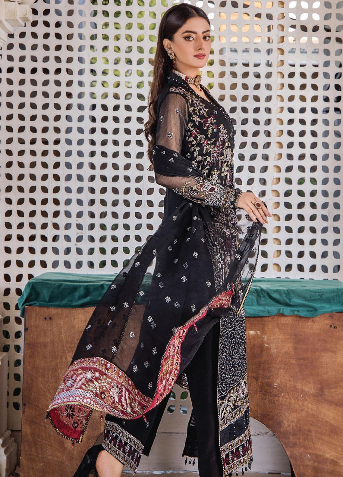 Pareesha by Humdum Embroidered Chiffon 3Pc Suit PS-06 - Riwayat-e-khas