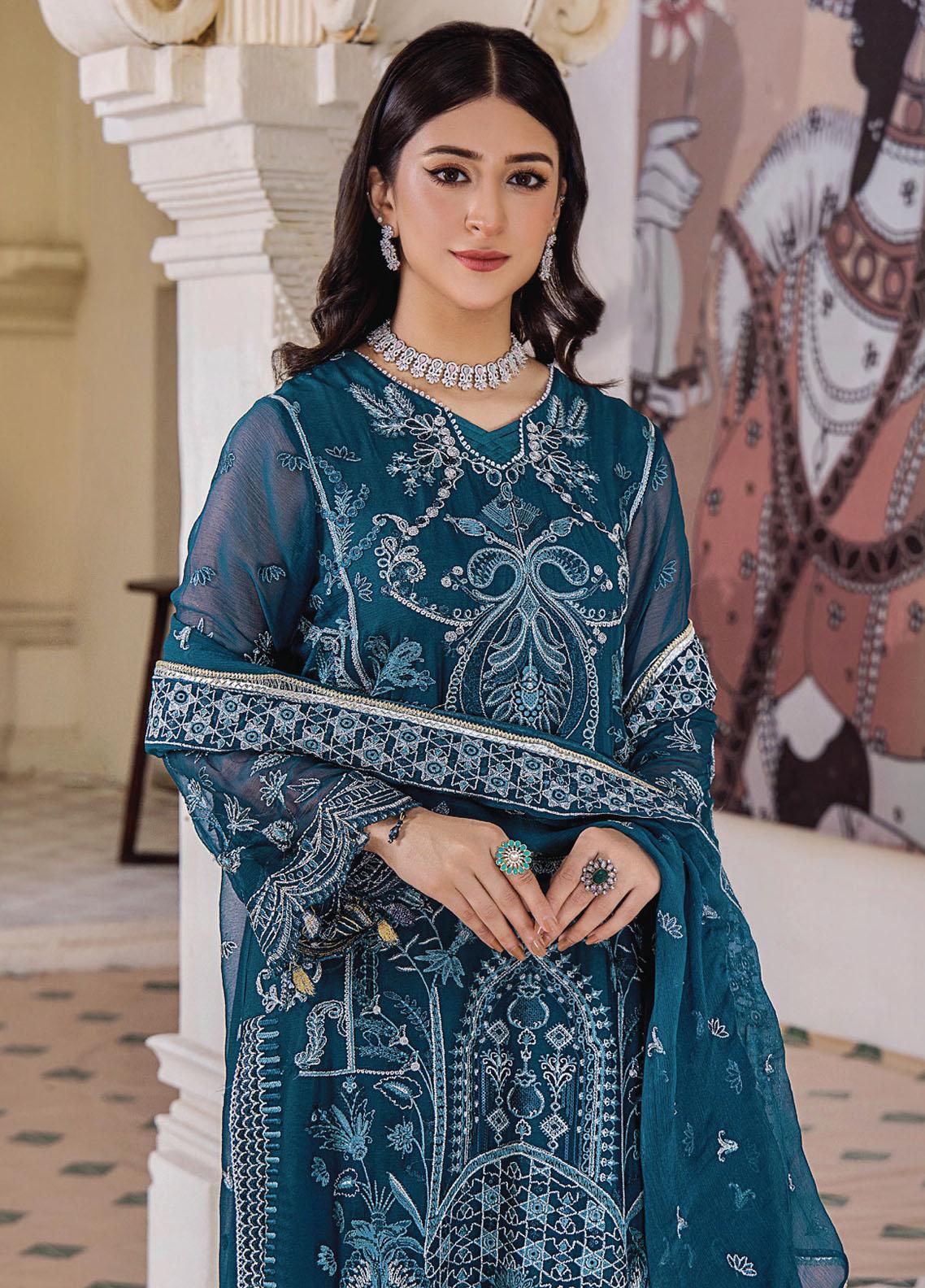 Pareesha by Humdum Embroidered Chiffon 3Pc Suit PS-08 - Riwayat-e-khas
