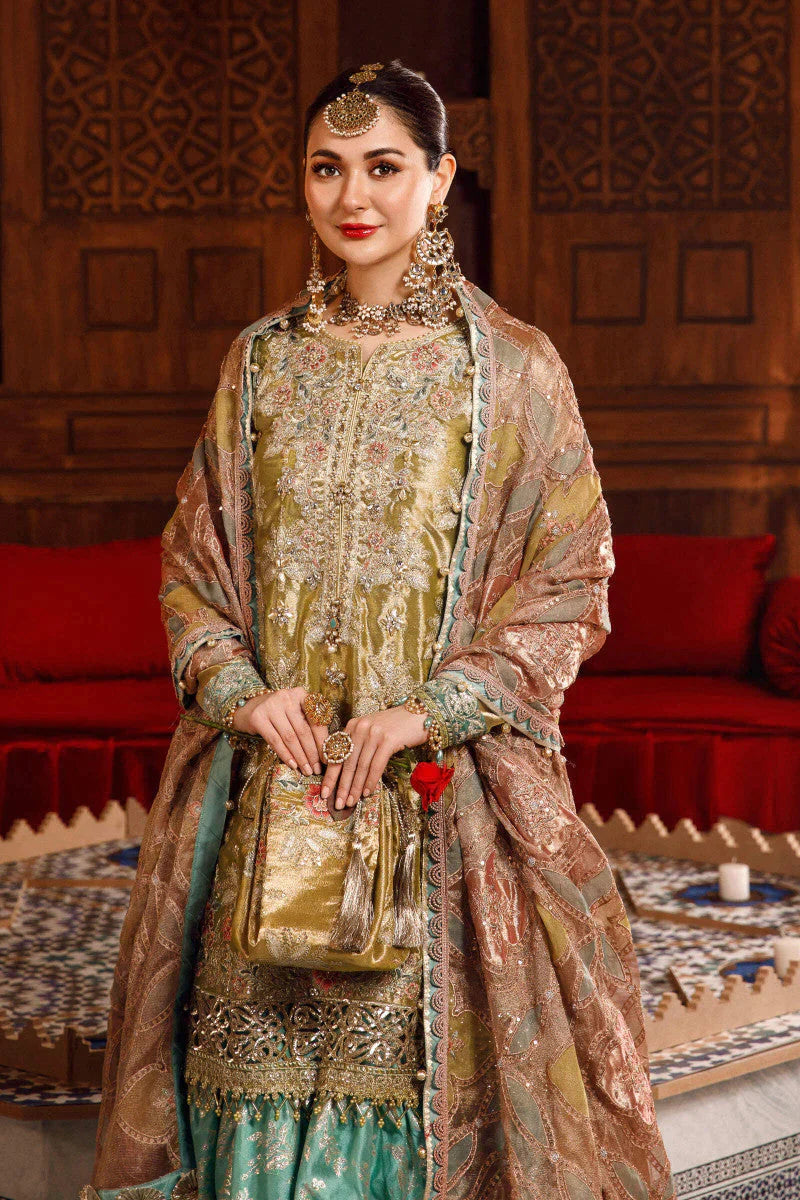 Maria.B MBROIDERED – Salmon and Leaf Green (BD-2503) - Riwayat-e-khas