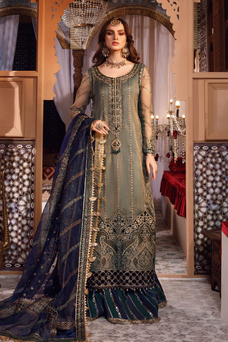 Maria.B MBROIDERED – Peacock Shades (BD-2508) - Riwayat-e-khas