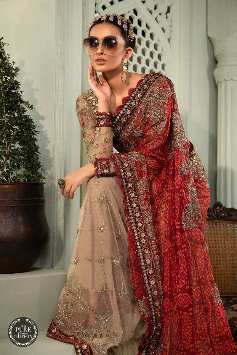 MariaB – Chiffon – MPC-22-202-Coffee and Maroon - Riwayat-e-khas