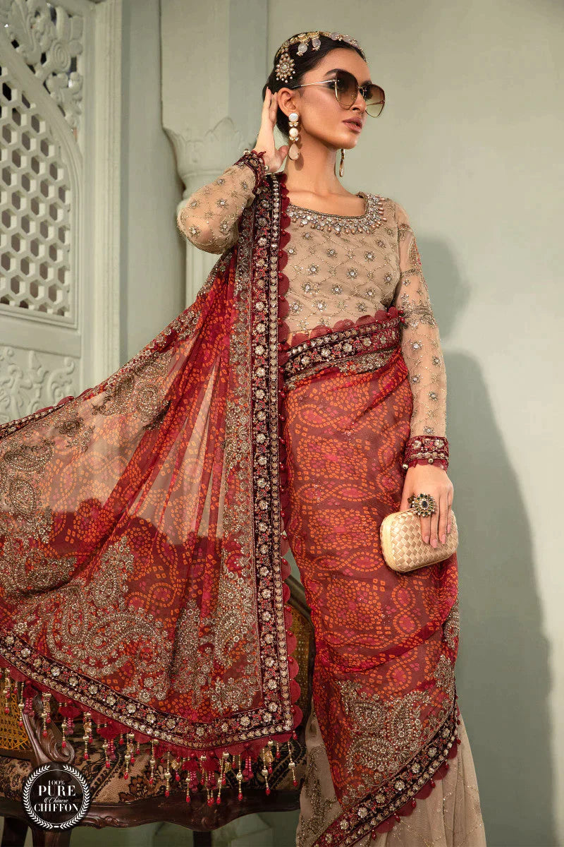 MariaB – Chiffon – MPC-22-202-Coffee and Maroon - Riwayat-e-khas