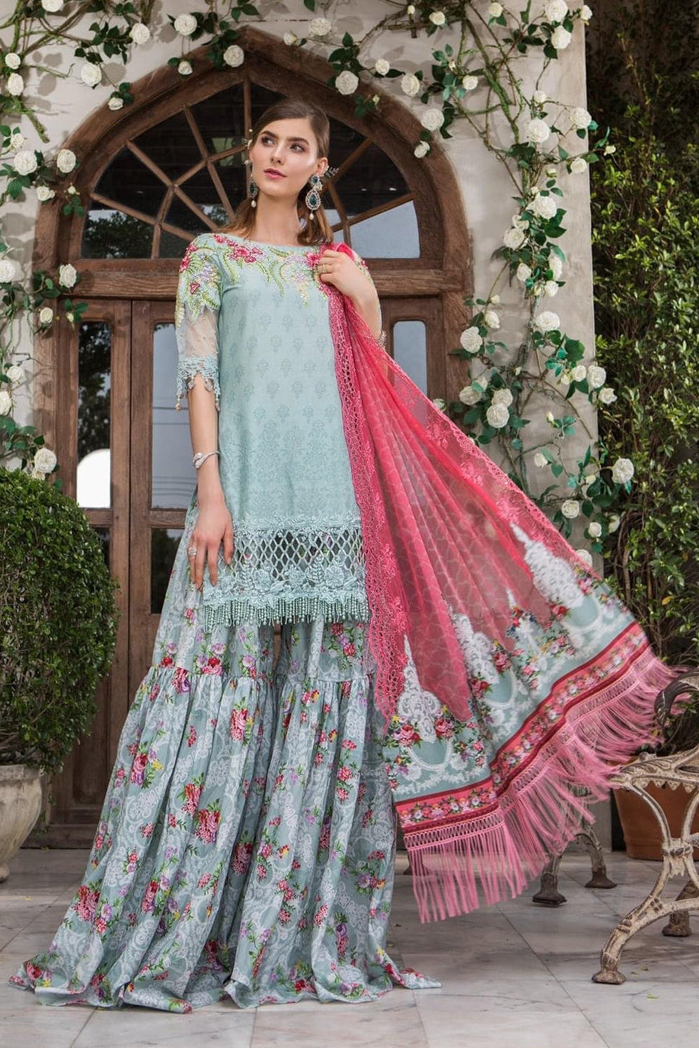 Maria.B Luxury Lawn Collection - D-1 - Sea Green - TC-310 - Riwayat-e-khas
