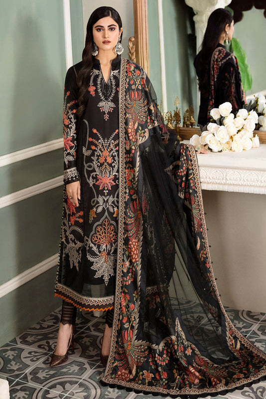 Mariab Luxury Sateen Collection 2022 - Lawn - Black D5 - TC-306 - Riwayat-e-khas