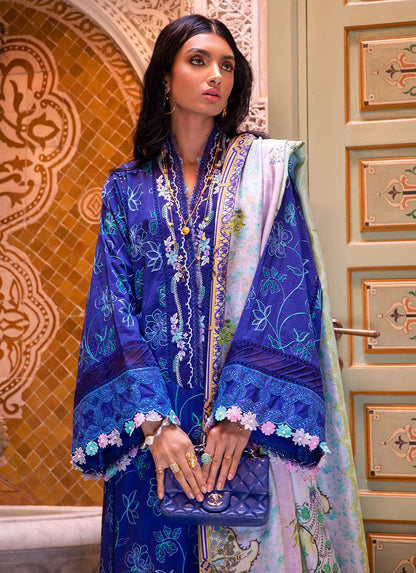 FARAH TALIB AZIZ-JARDIN BLUE -KESH LAWN'23 - Riwayat-e-khas