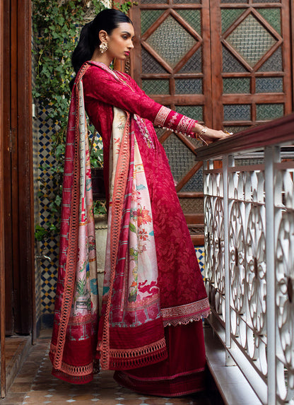 FARAH TALIB AZIZ-ZEITOUN RED-KESH LAWN'23 - Riwayat-e-khas