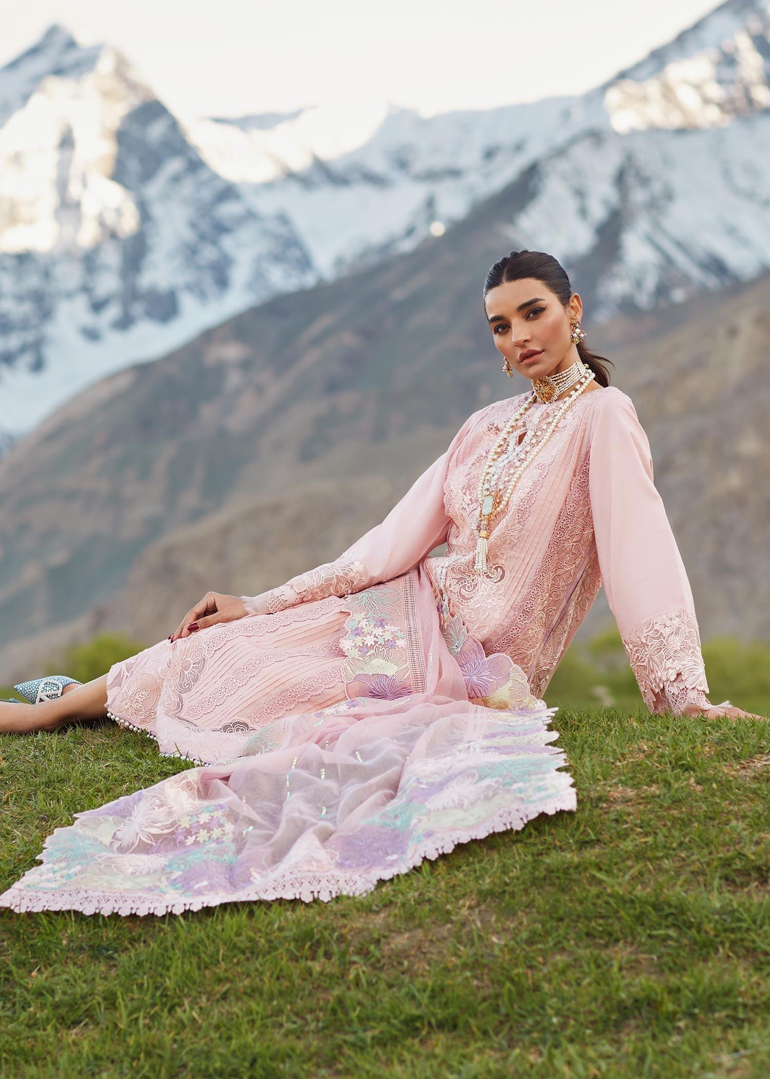 CRIMSON LUXE LAWN Pleated Perfection - D4 B STITCHED - Riwayat-e-khas