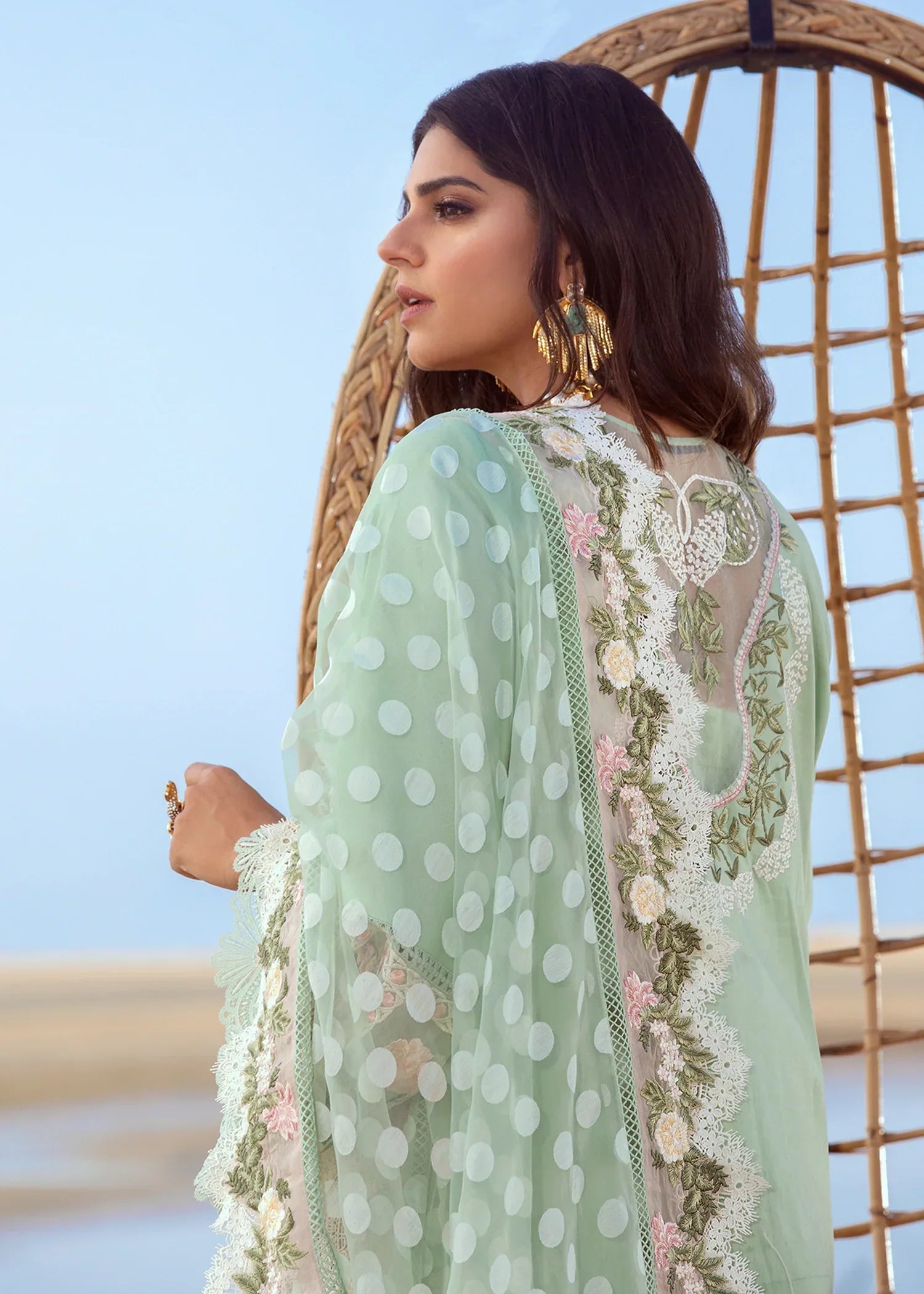 CRIMSON LUXURY LAWN – UNSTITCHED – CRIMSON -SERENDIPITY – 5B – SEAFOAM - Riwayat-e-khas