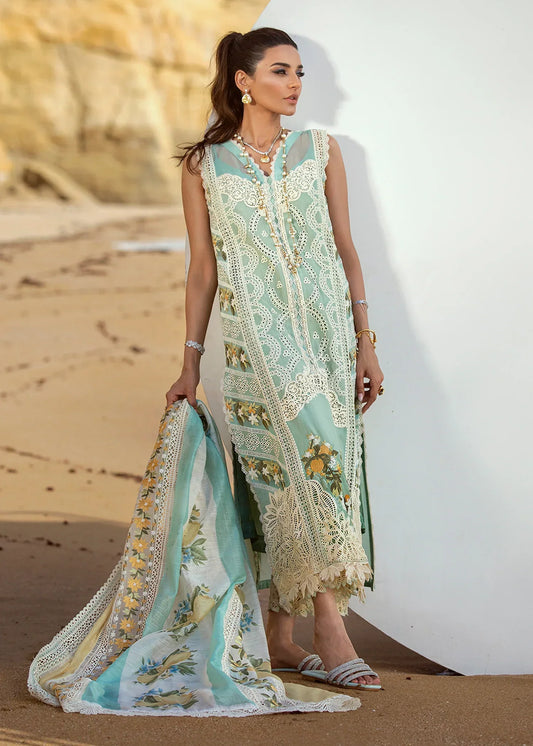 CRIMSON | LUXURY LAWN 2022 – UNSTITCHED – CRIMSON -Sicilian Summer – 2A – Aqua - Riwayat-e-khas