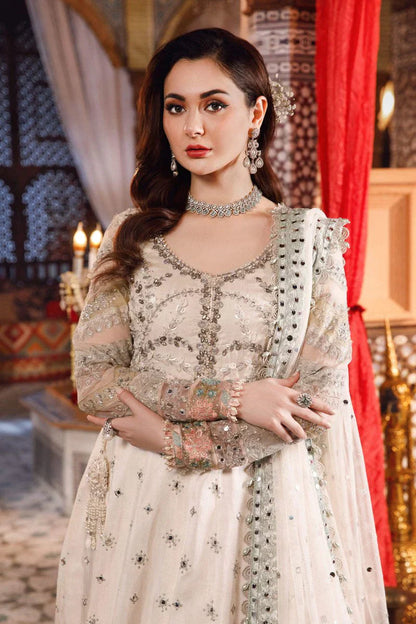 Maria. B MBROIDERED – Pearl White and Peachy Silver (BD-2502) - Riwayat-e-khas