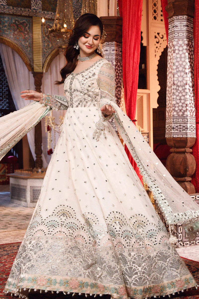 Maria. B MBROIDERED – Pearl White and Peachy Silver (BD-2502) - Riwayat-e-khas