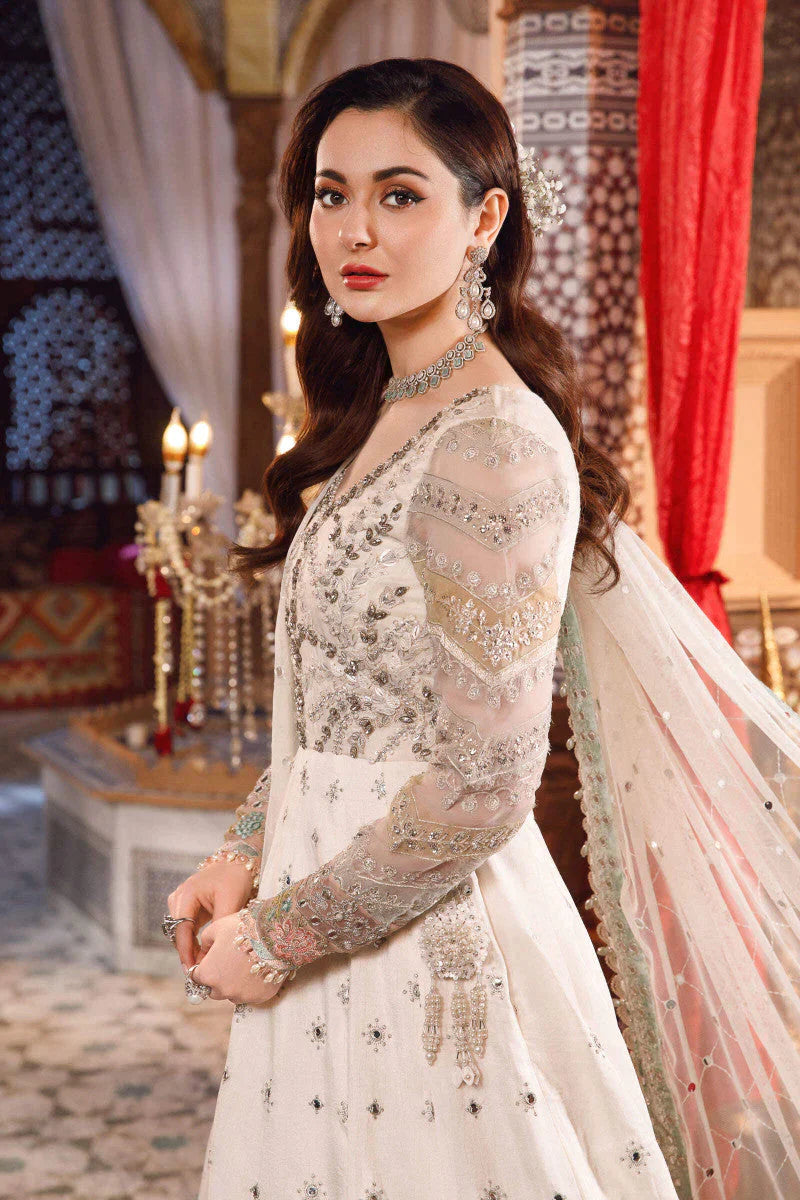 Maria. B MBROIDERED – Pearl White and Peachy Silver (BD-2502) - Riwayat-e-khas