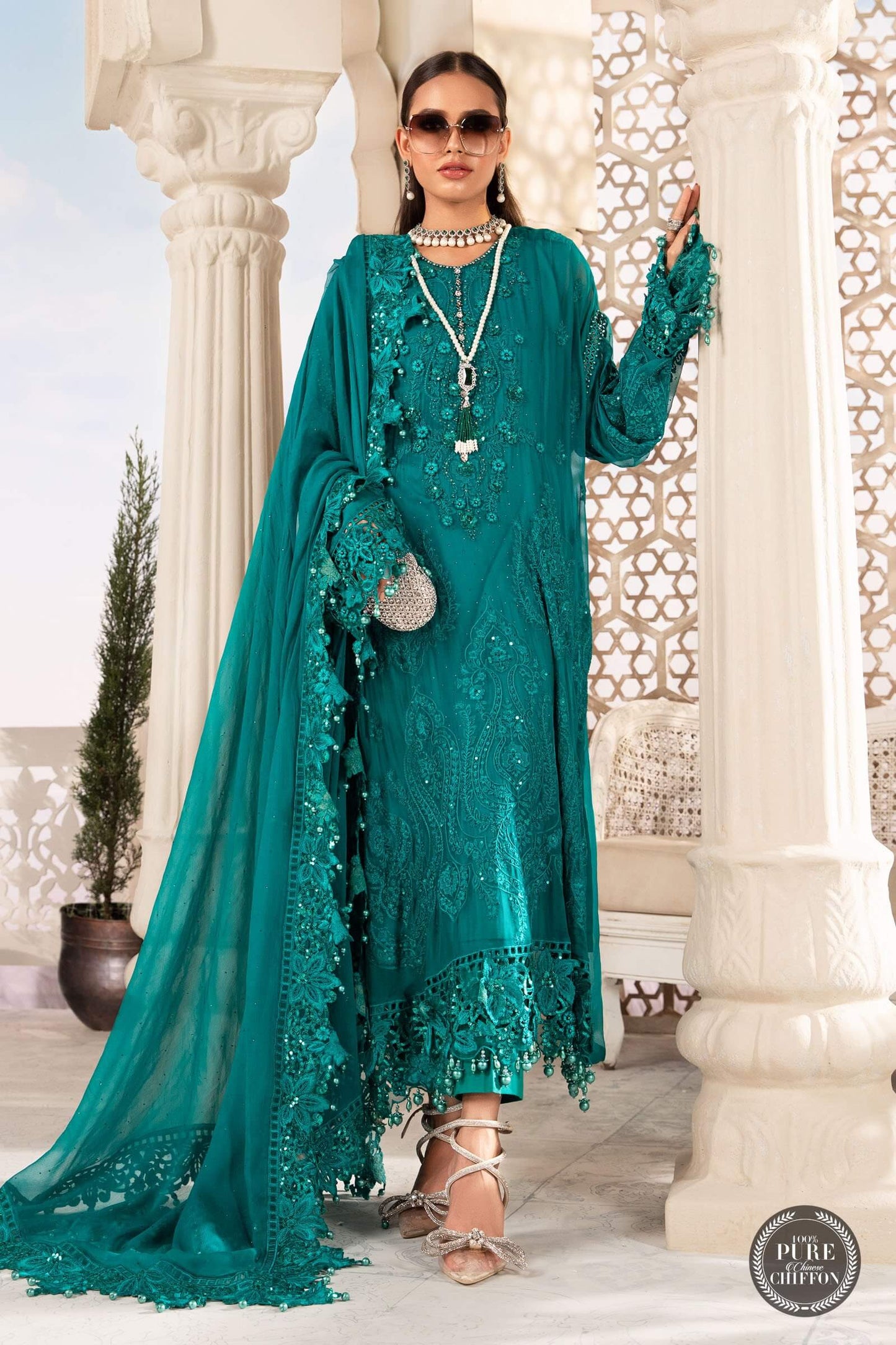 MariaB – Chiffon – MPC-22-203-Deep and Sea Green - Riwayat-e-khas