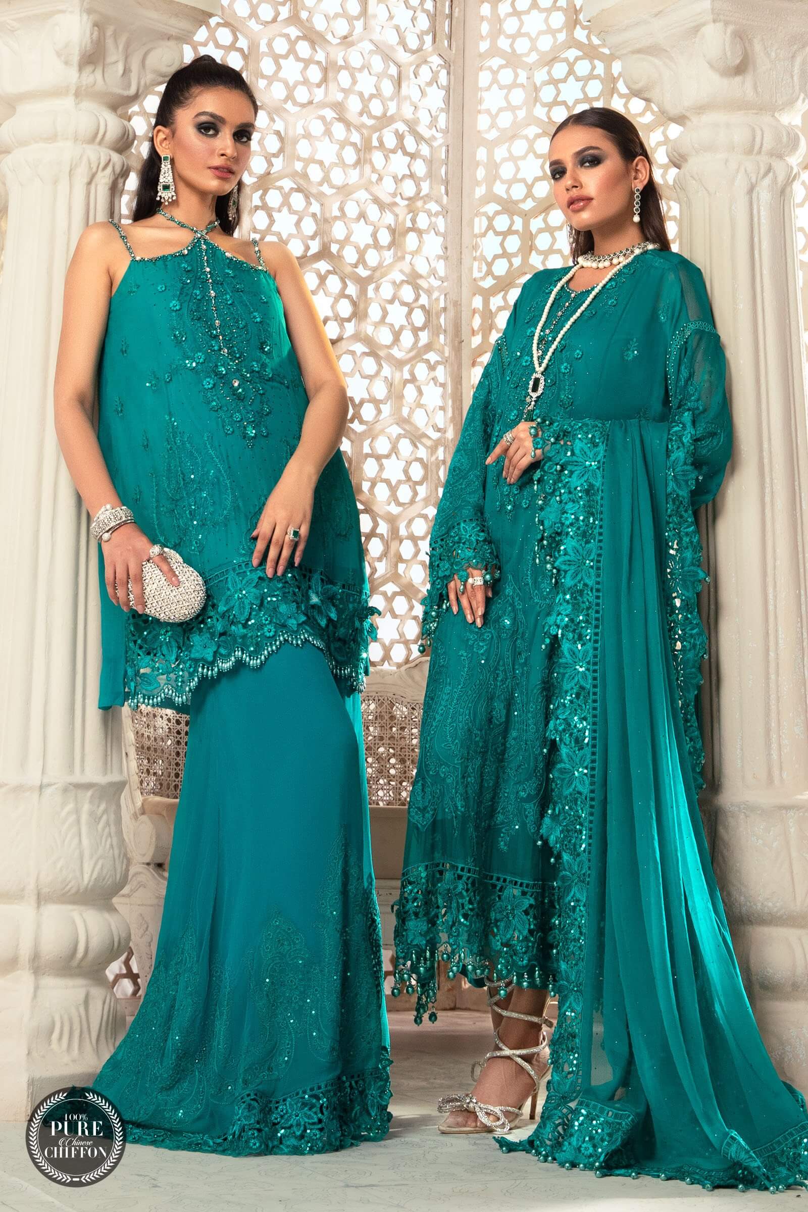 MariaB – Chiffon – MPC-22-203-Deep and Sea Green - Riwayat-e-khas