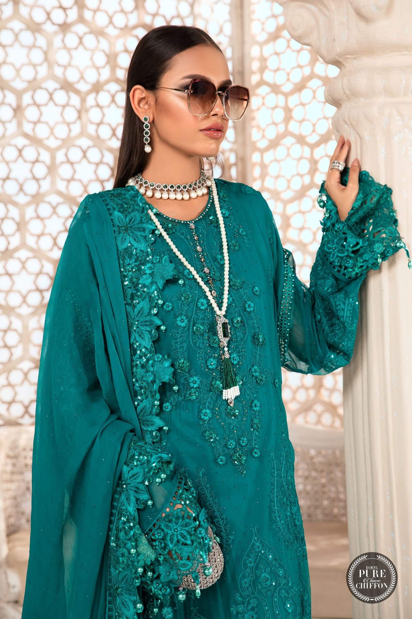 MariaB – Chiffon – MPC-22-203-Deep and Sea Green - Riwayat-e-khas