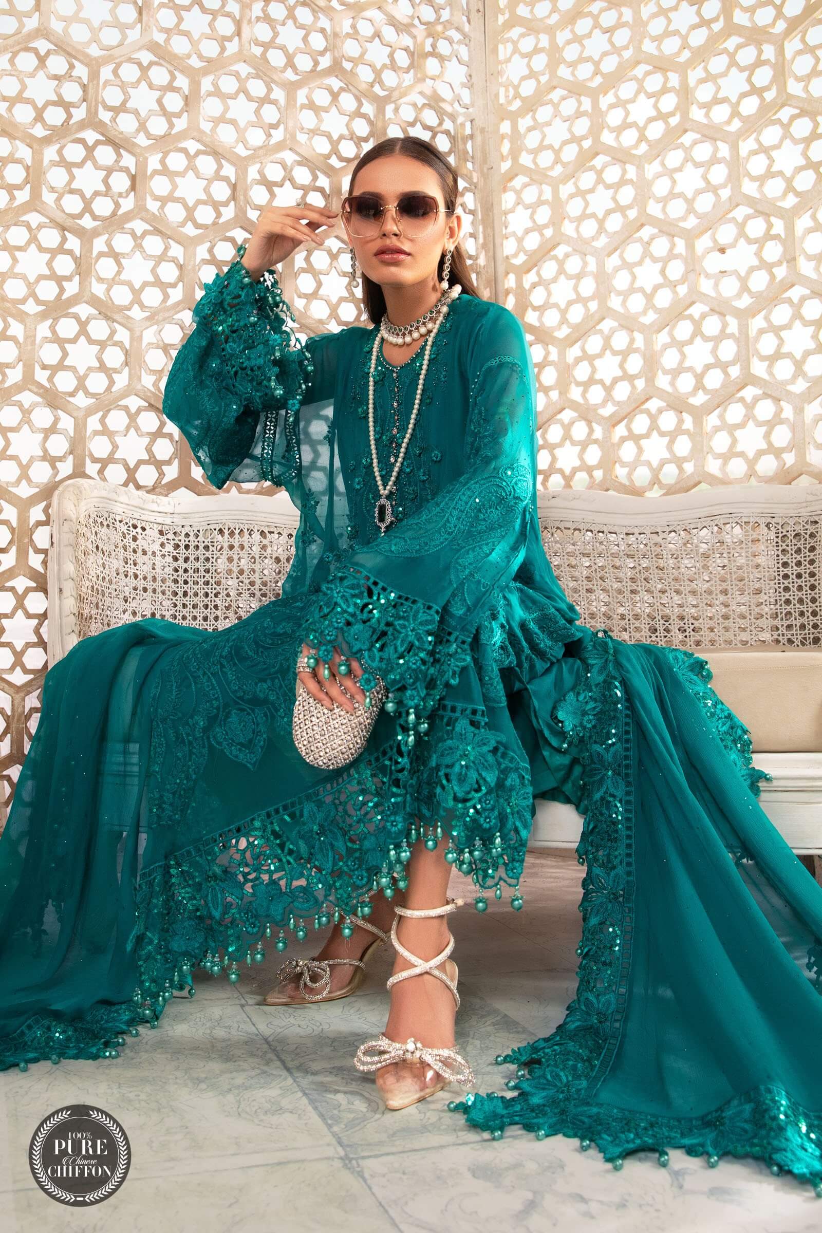 MariaB – Chiffon – MPC-22-203-Deep and Sea Green - Riwayat-e-khas