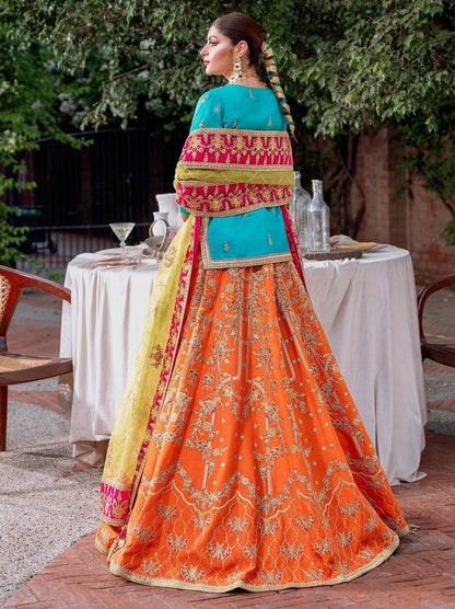 Akbar Aslam Mastani Embroidered Raw Silk 3Pc Suit - MAAHRU - Riwayat-e-khas