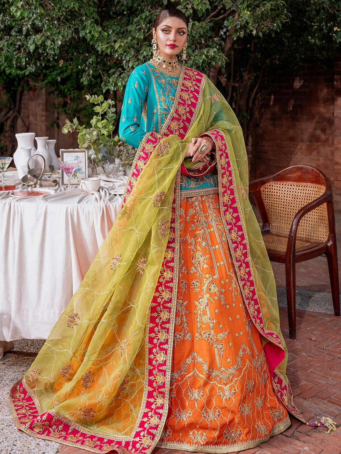 Akbar Aslam Mastani Embroidered Raw Silk 3Pc Suit - MAAHRU - Riwayat-e-khas