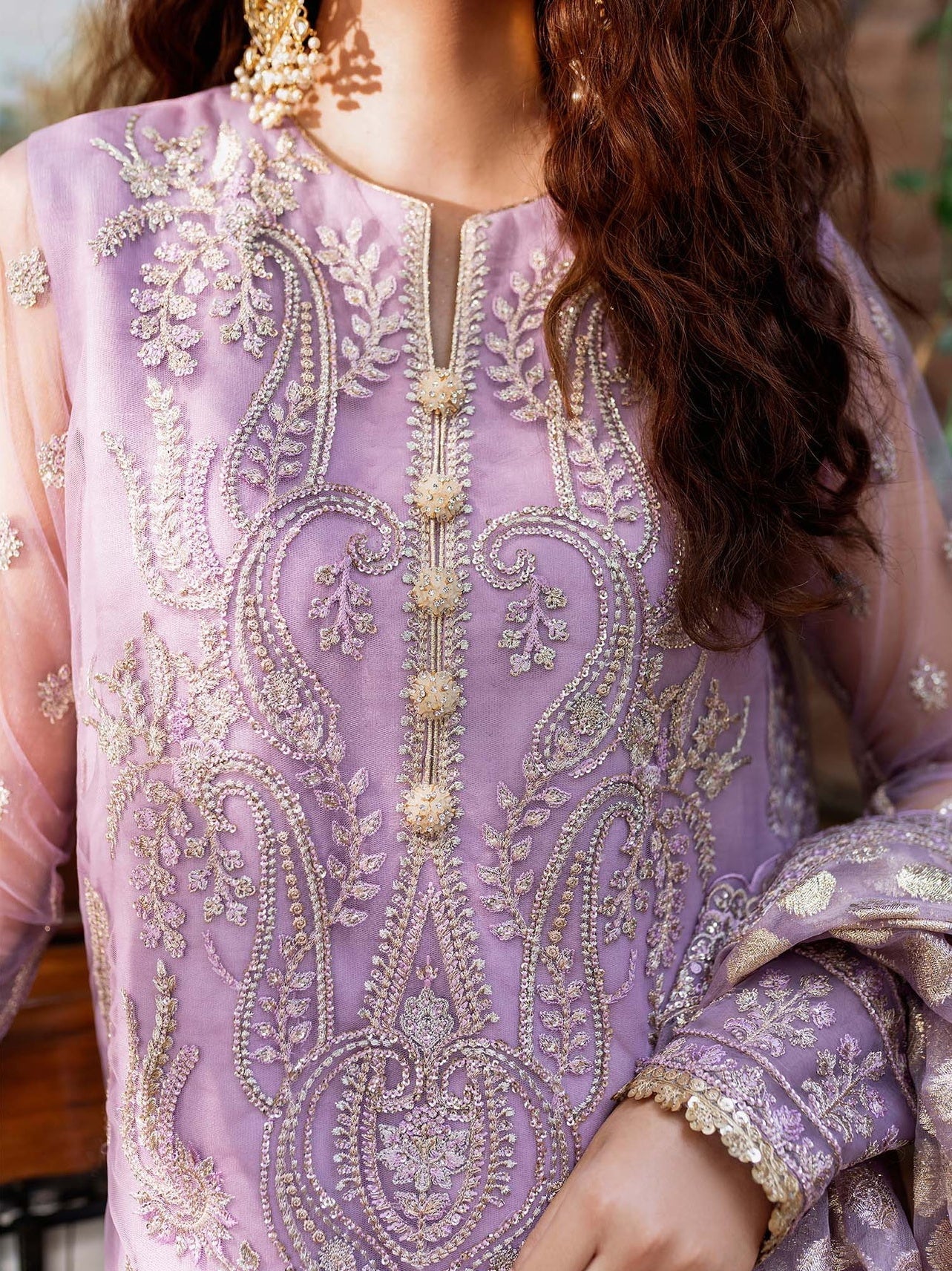 Akbar Aslam Mastani Embroidered Net 3Pc Suit - RANIYA - Riwayat-e-khas