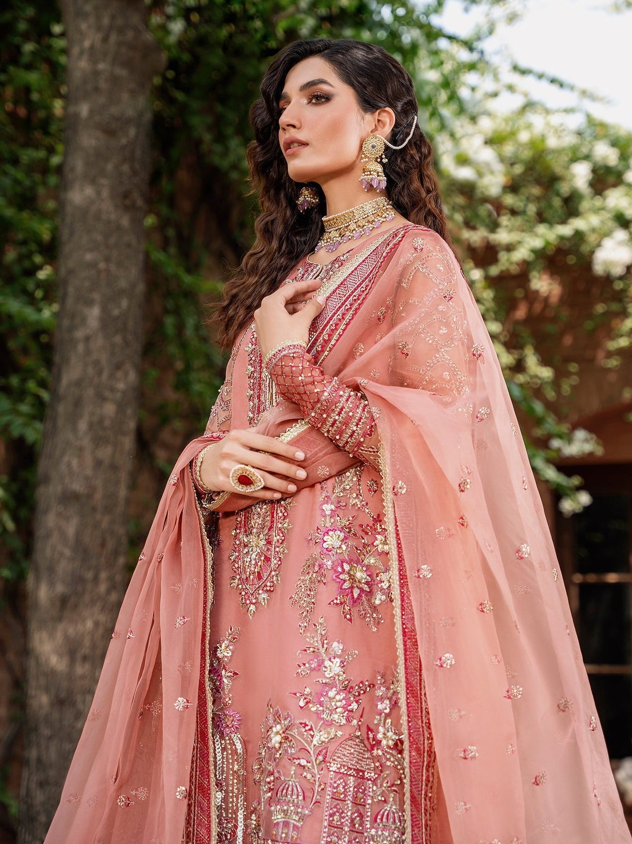 Akbar Aslam Mastani Embroidered Organza 3Pc Suit - MEHRBANO - Riwayat-e-khas