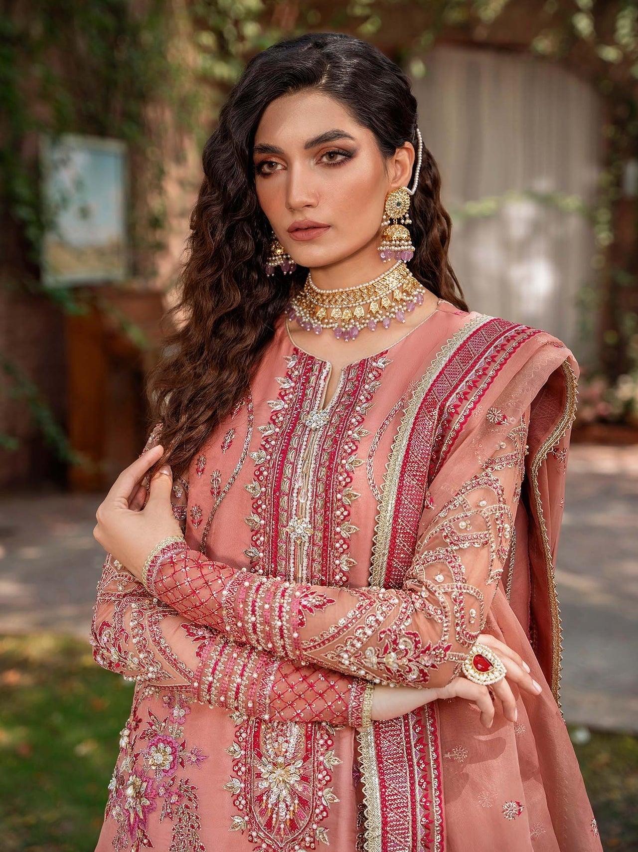 Akbar Aslam Mastani Embroidered Organza 3Pc Suit - MEHRBANO - Riwayat-e-khas