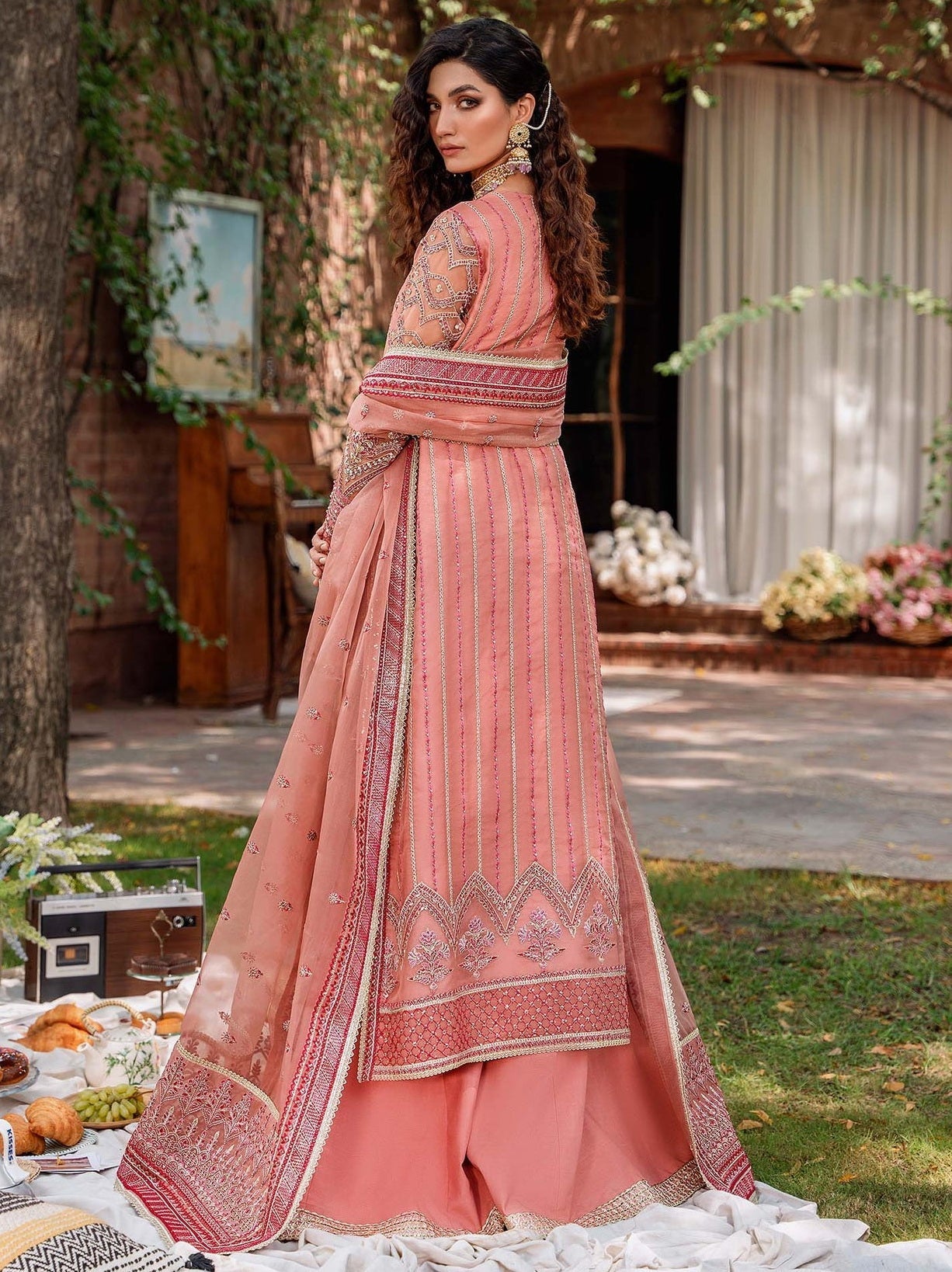 Akbar Aslam Mastani Embroidered Organza 3Pc Suit - MEHRBANO - Riwayat-e-khas