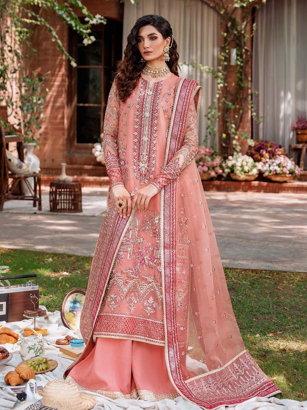 Akbar Aslam Mastani Embroidered Organza 3Pc Suit - MEHRBANO - Riwayat-e-khas