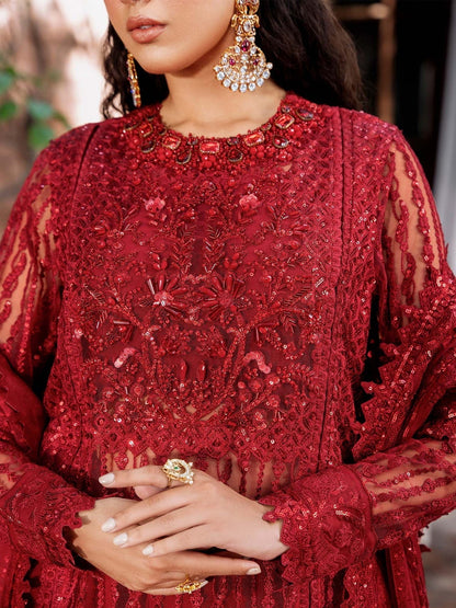 Akbar Aslam Mastani Embroidered Net 3Pc Suit - GUL MOHR - Riwayat-e-khas