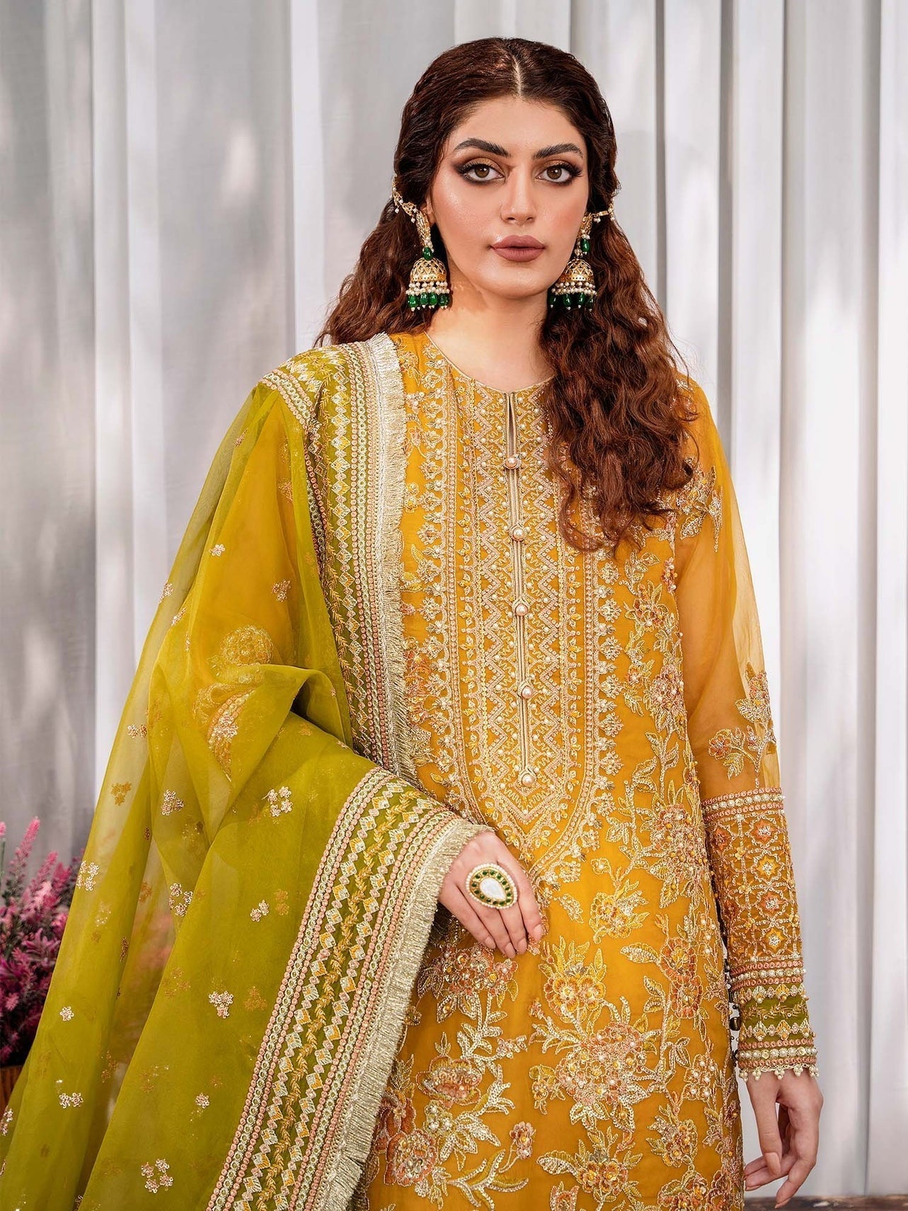 Akbar Aslam Mastani Unstitched Embroidered Organza 3Pc Suit - ROHI - Riwayat-e-khas