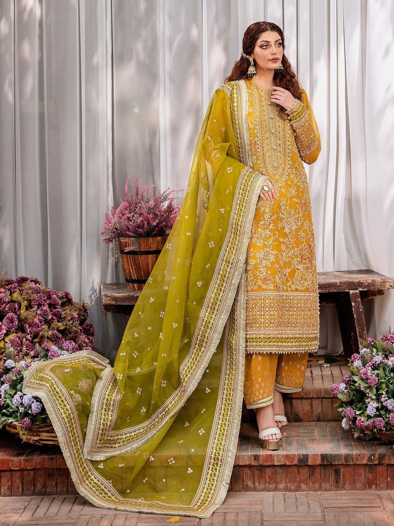 Akbar Aslam Mastani Unstitched Embroidered Organza 3Pc Suit - ROHI - Riwayat-e-khas