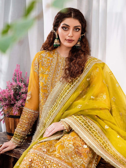 Akbar Aslam Mastani Unstitched Embroidered Organza 3Pc Suit - ROHI - Riwayat-e-khas