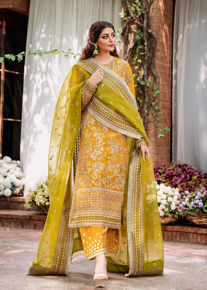 Akbar Aslam Mastani Unstitched Embroidered Organza 3Pc Suit - ROHI - Riwayat-e-khas
