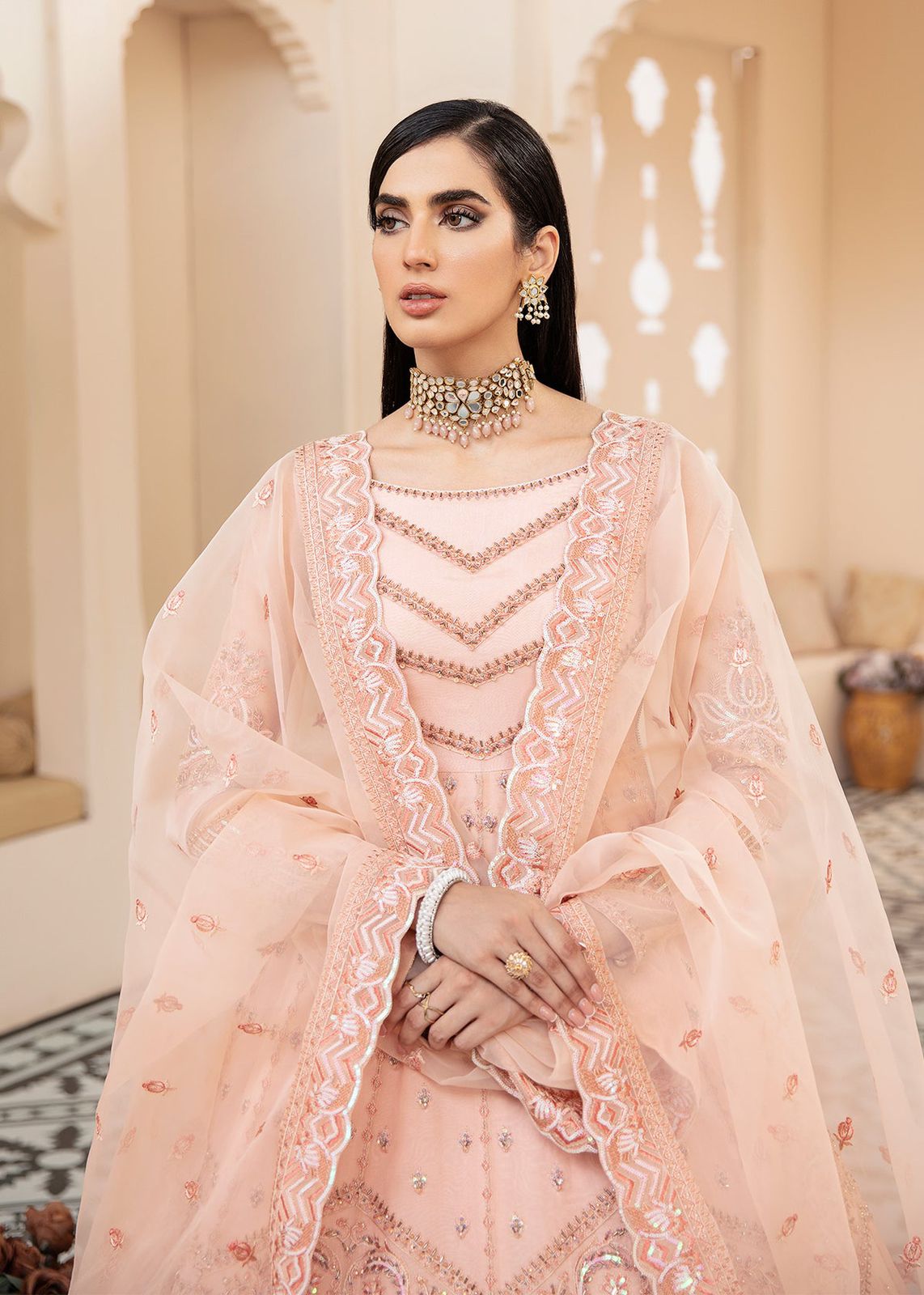 AKBAR ASLAM BLUSH U-1442 FORMAL COLLECTION STITCHED - Riwayat-e-khas