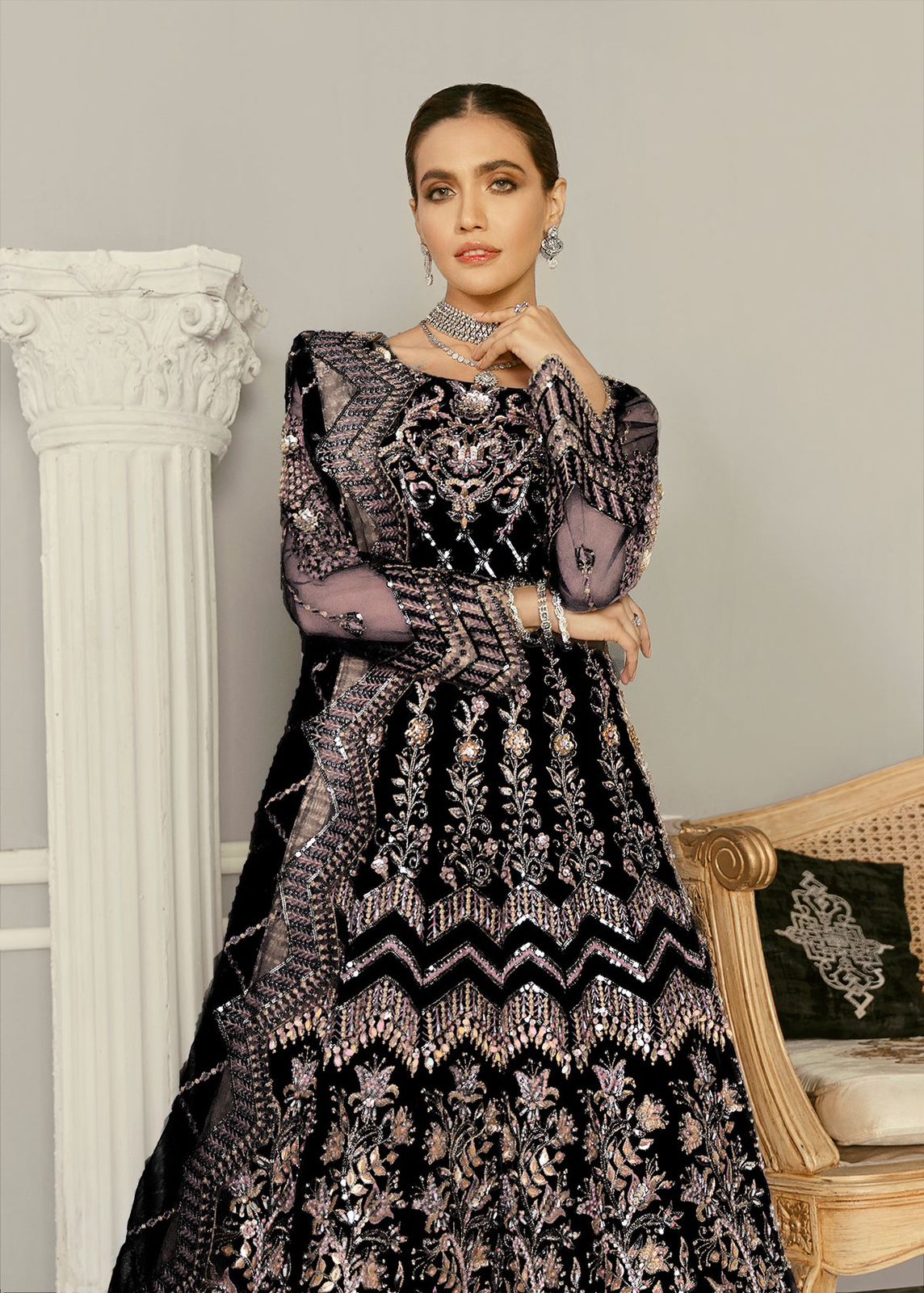 AKBAR ASLAM WISTERIA U-1366 FORMAL COLLECTION STITCHED - Riwayat-e-khas