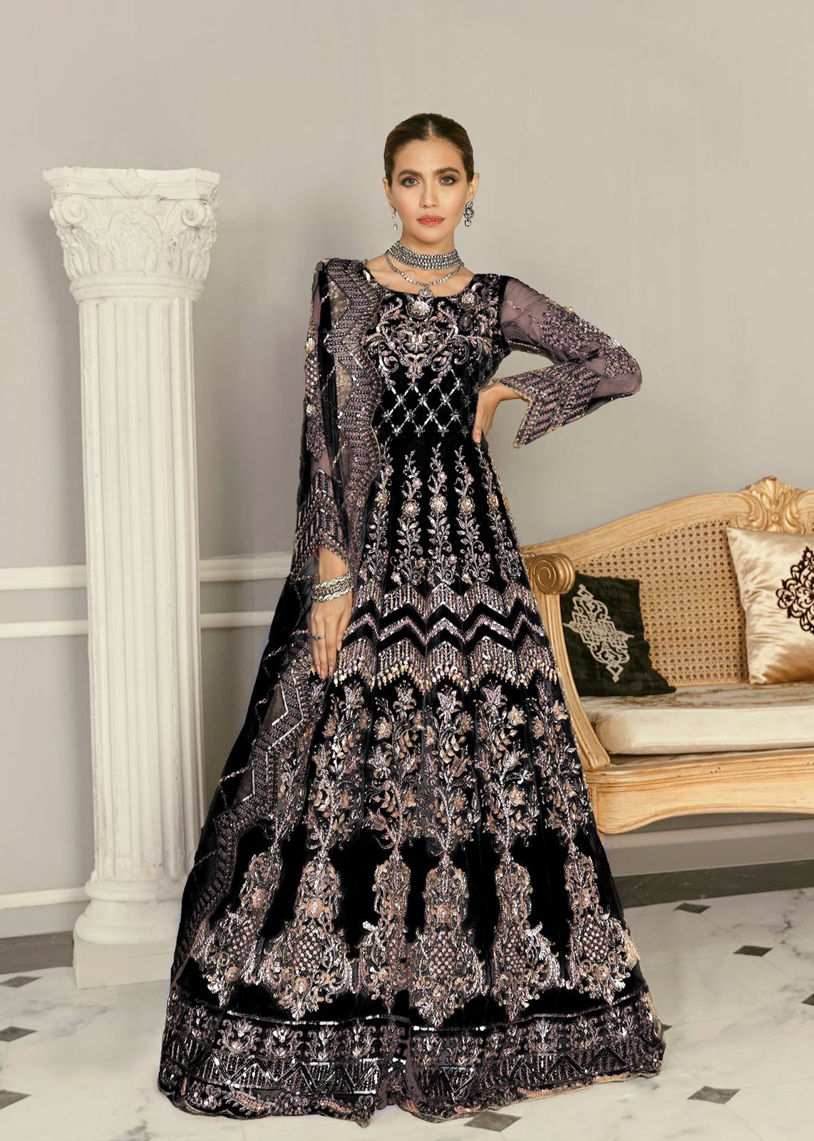 AKBAR ASLAM WISTERIA U-1366 FORMAL COLLECTION STITCHED - Riwayat-e-khas