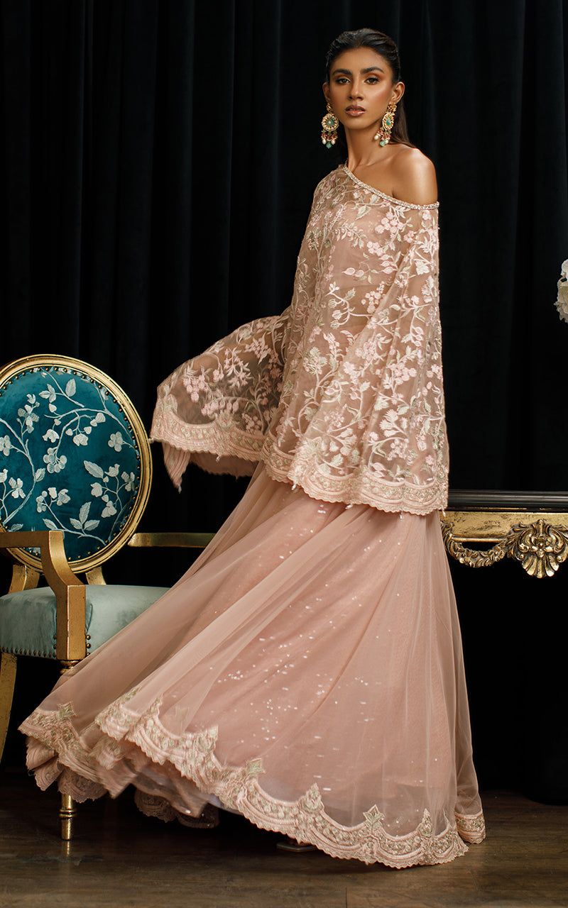 Organza Cape with Skirt - Riwayat-e-khas